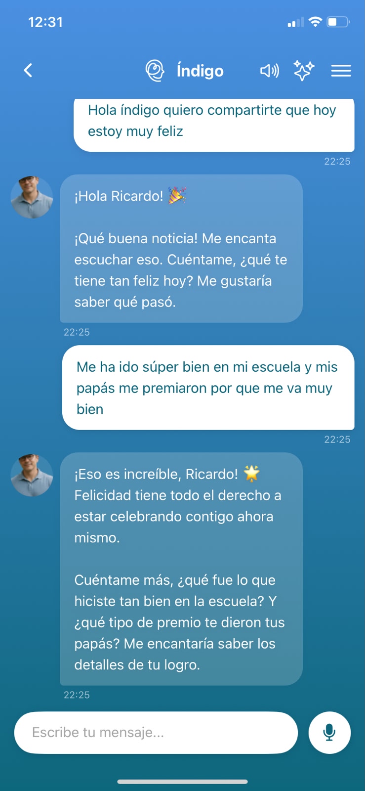 Chat con Índigo